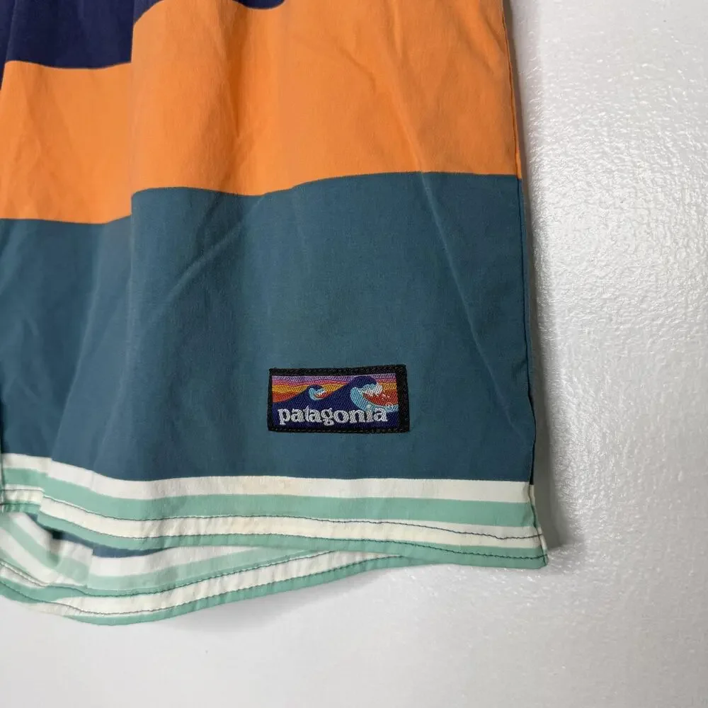Patagonia Board Shorts Mens Large Multicolor Stripe Swim Trunks Quick Dry Surf